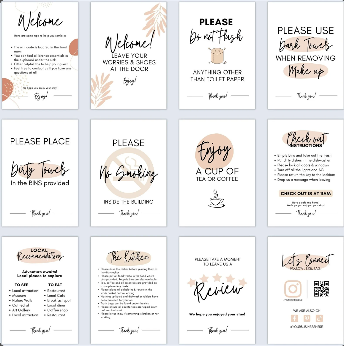 Airbnb Welcome Bundle & Editable Guest Book Template
