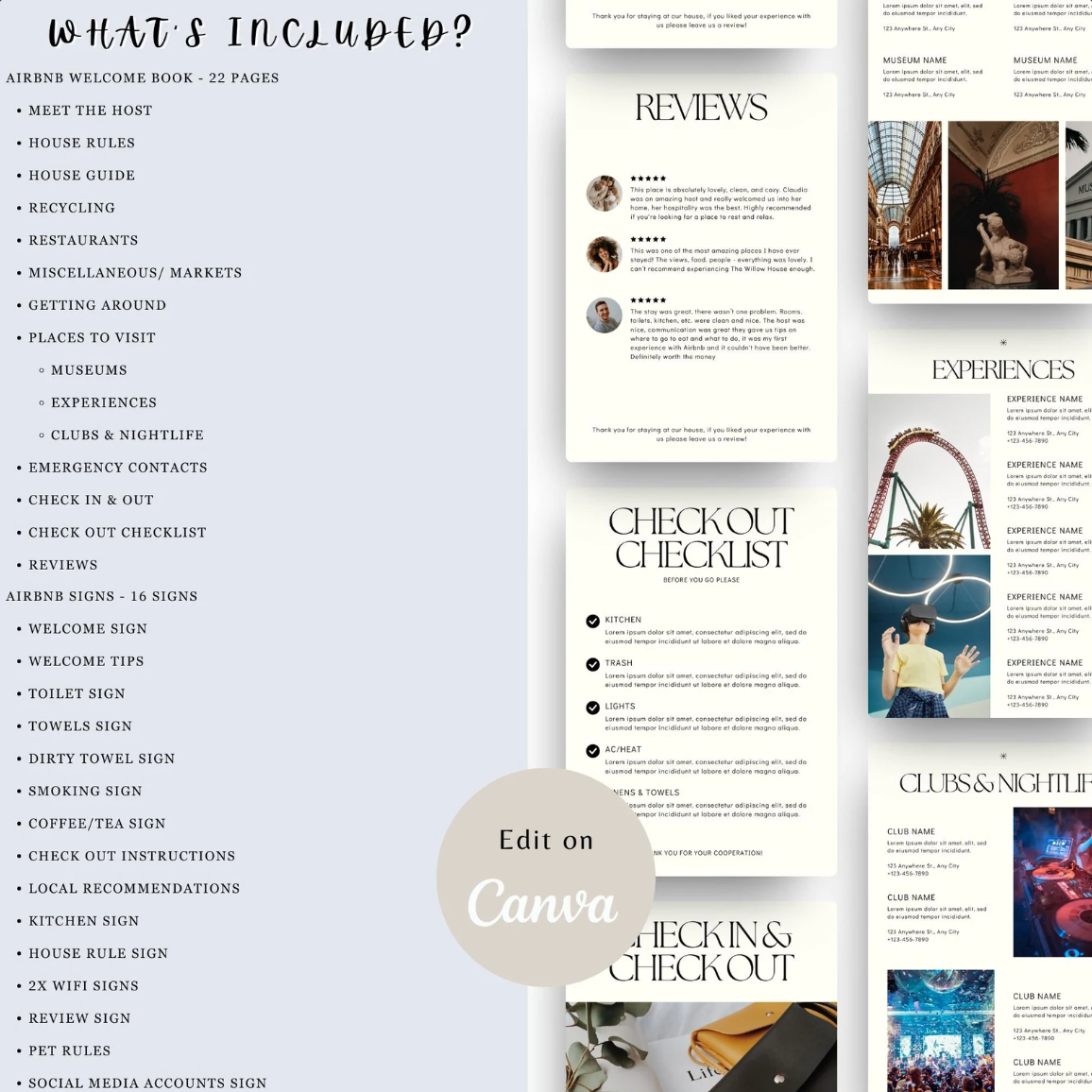 Airbnb Welcome Bundle & Editable Guest Book Template